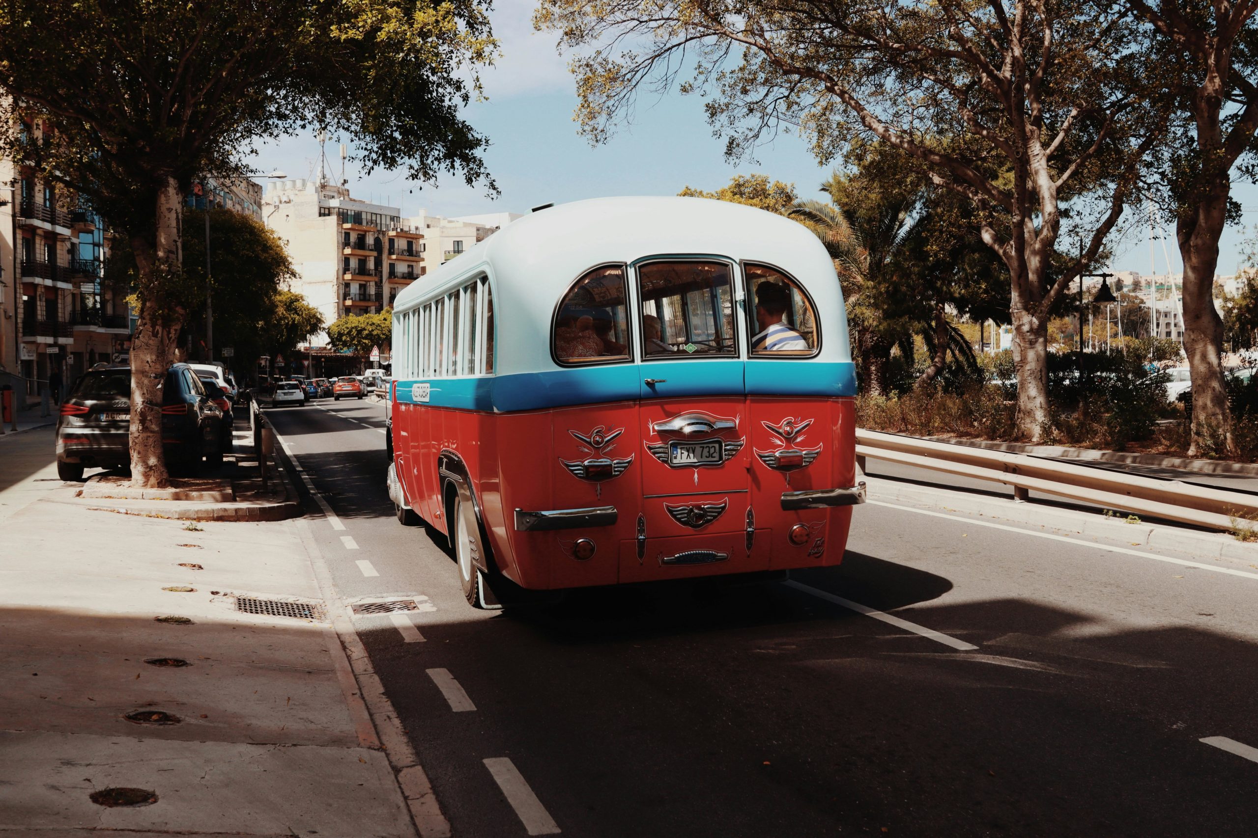 A vintage bus on the way to Valetta, Malta