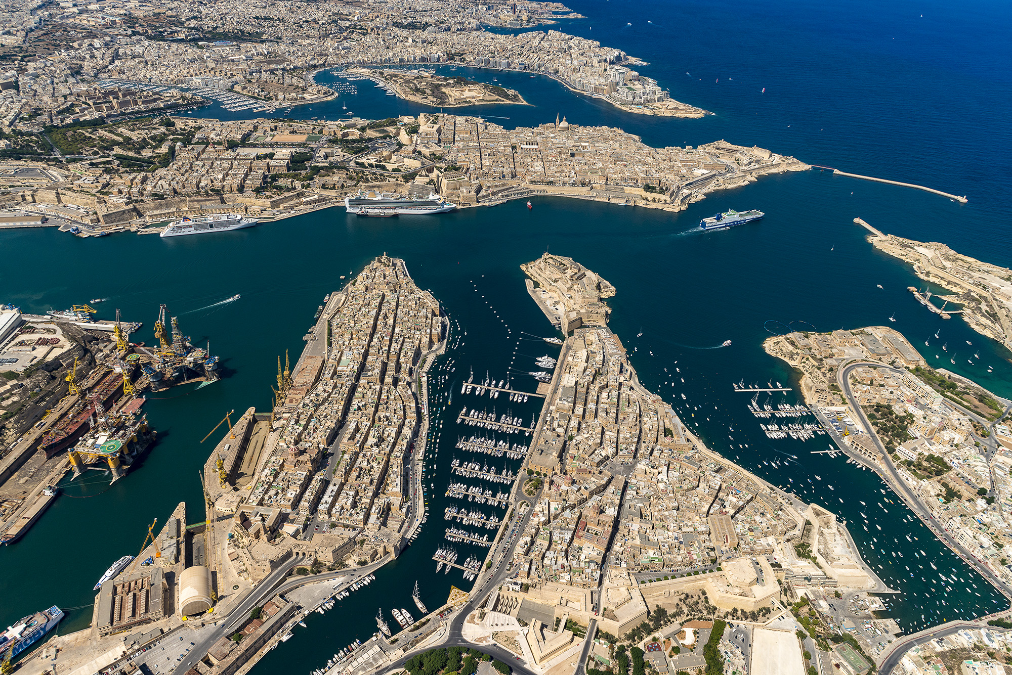 Grand Harbor with the French Creek on left of Senglea peninsula. Photo Daniel Cilia