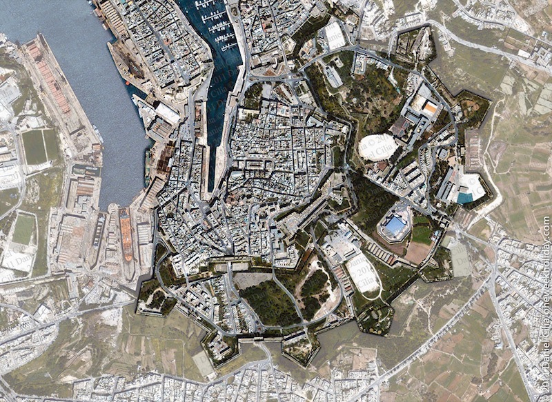 A google map highlighting the Cottonera Lines / © Ryan Murdoch