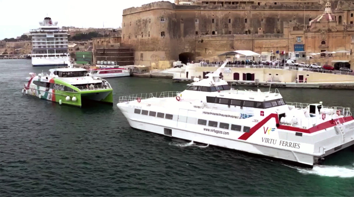 Ferries to Gozo and Sicily in the Valletta Grand Harbour
