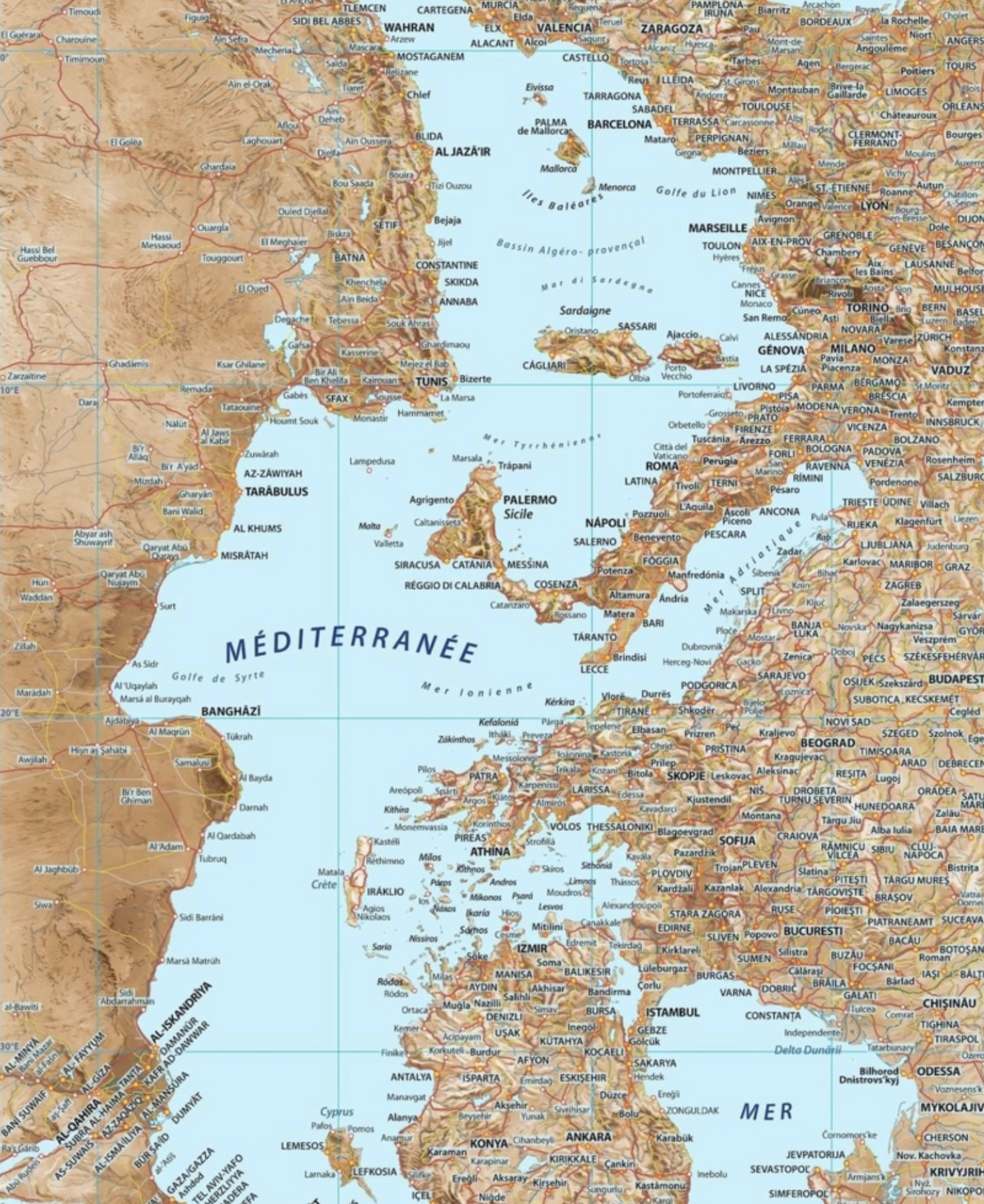 Map of the Mediterranean Map of the Mediterranean